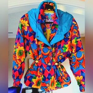 Colorful💜💛💙🧡 Geometric Women's  Winter Ski  Jacket